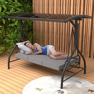 Leisure season wooden online swing seater with canopy